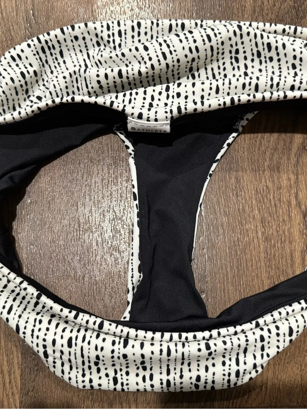Athleta Clean Full Printed Bikini Bottom, Rice Pearls Sea Salt SIZE Large